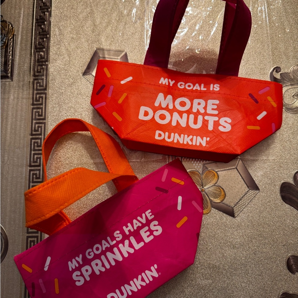 Set of TWO for $20 Dunkin' Orange and Pink Mini Bags